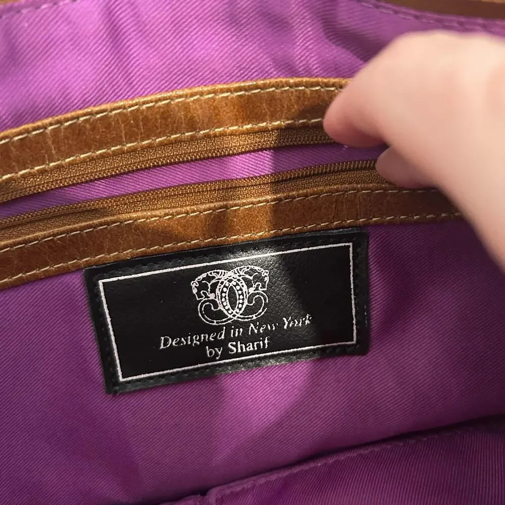 Original by Sharif 1827 Leather Hand Painted Dog Cats Shoulder Bag Purse - Picture 7 of 7